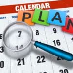 image shows a calendar with letters spelling plan - planning the date